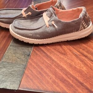 Hey Dude Charcoal and Cream Slip-On Loafers